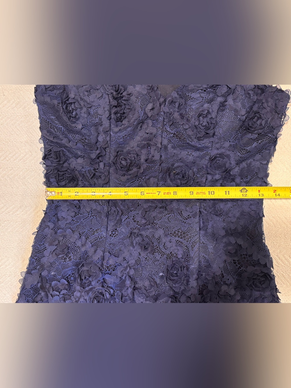 🩵Xscape Navy Floral Lace Midi Dress - Picture 7 of 10